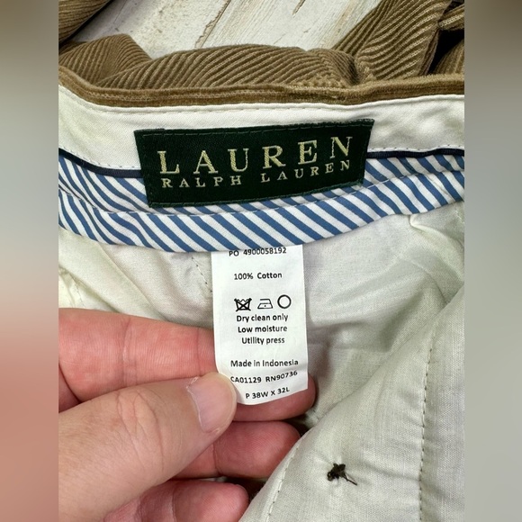 Lauren Ralph Lauren Corduroy Pant Mens 38x32 Brown - Picture 7 of 10